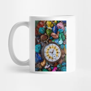 Old Pocket Watch On Polished Stones Mug